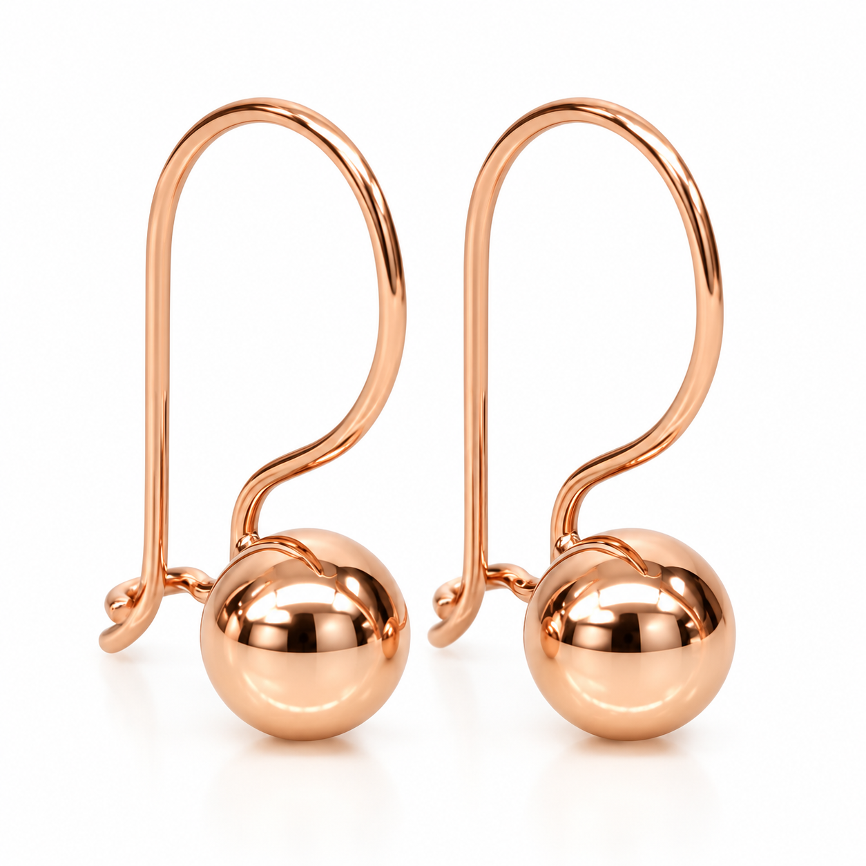 9ct Rose Gold 6mm Fixed Euroball Earrings STERLING SILVER EARRINGS 9ct Rose Gold 6mm Fixed Euroball Earrings STERLING SILVER EARRINGS