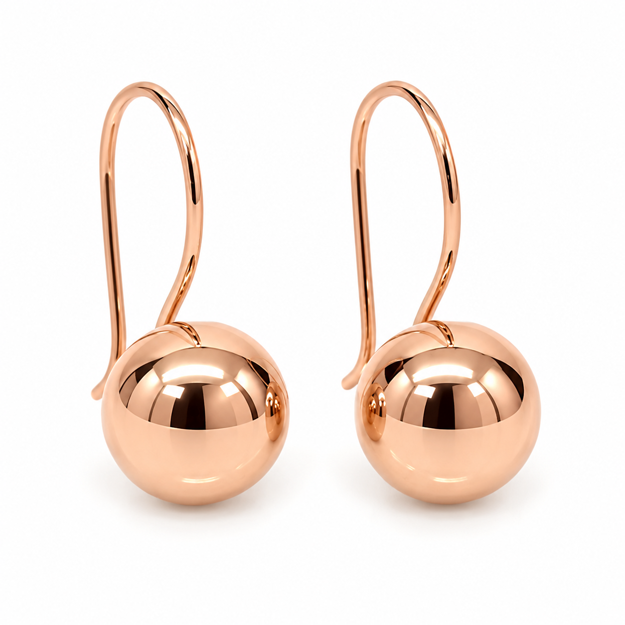 9ct Rose Gold 9.5mm Fixed Euroball Earrings STERLING SILVER EARRINGS 