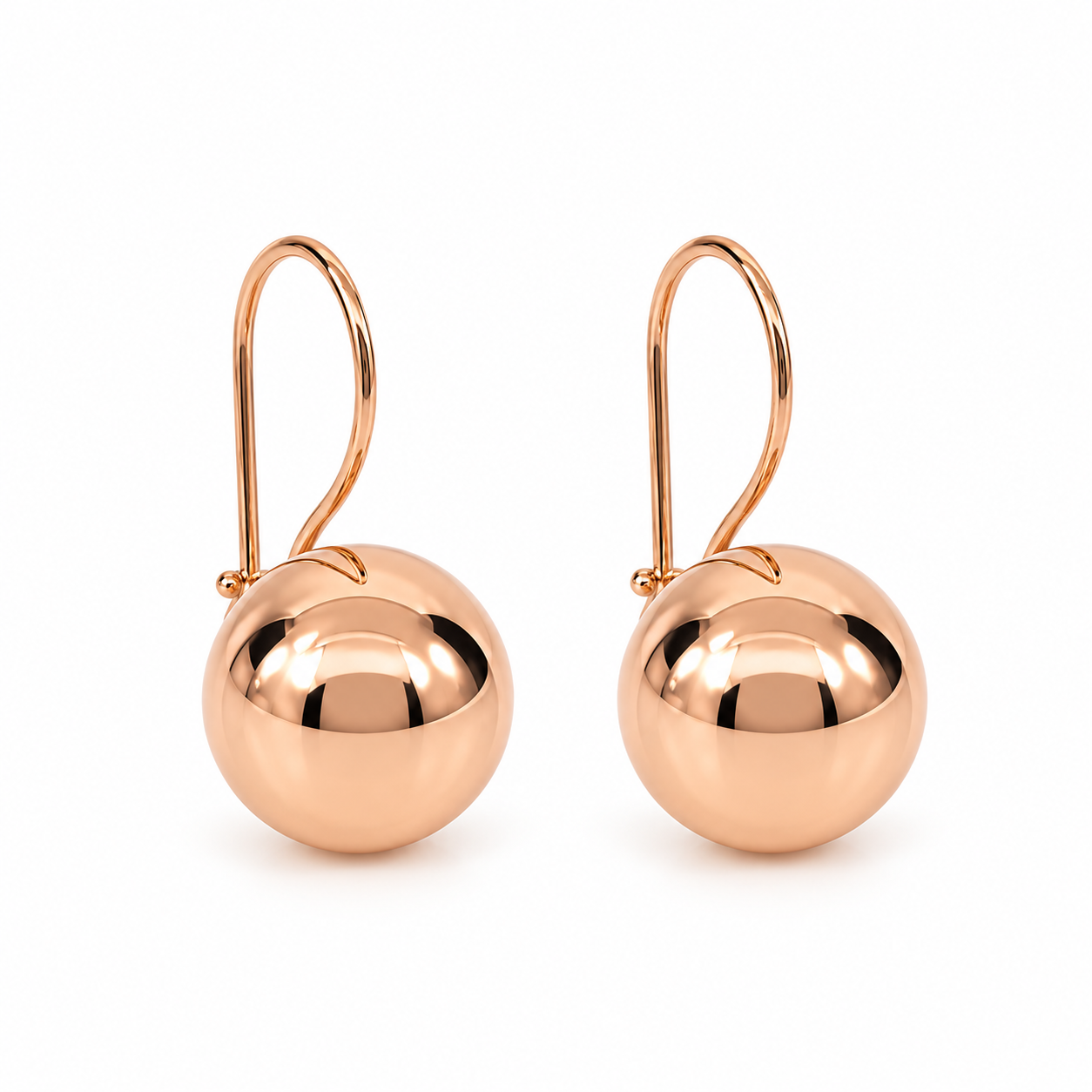 9ct Rose Gold 12.5mm Fixed Euroball Earrings STERLING SILVER EARRINGS 9ct Rose Gold 12.5mm Fixed Euroball Earrings STERLING SILVER EARRINGS