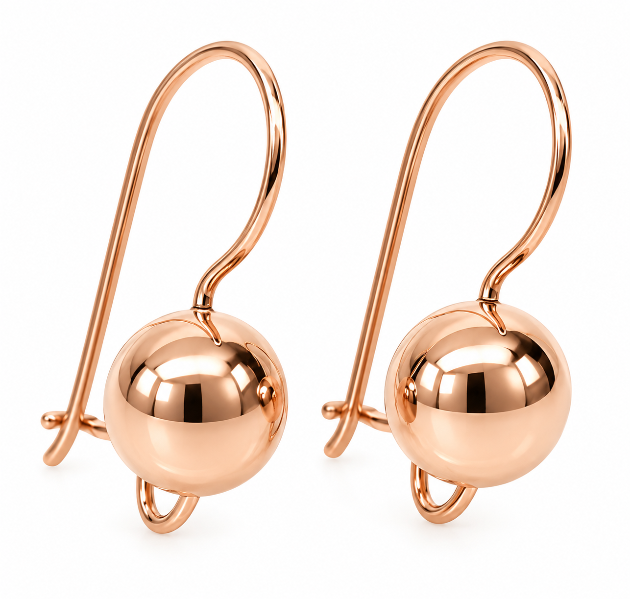 9ct Rose Gold 8mm Spinning Euroball Earrings STERLING SILVER EARRINGS 
