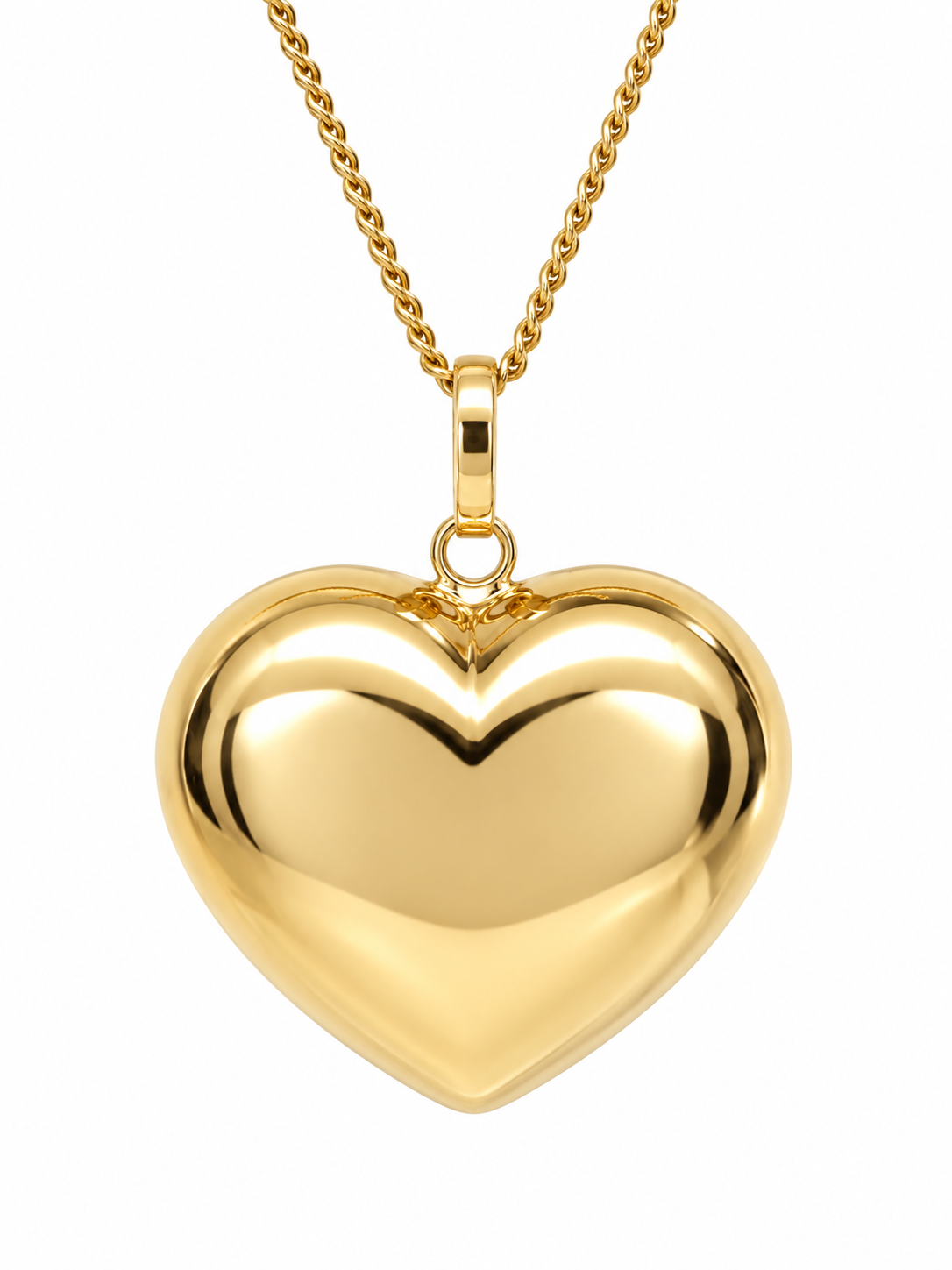 9ct Yellow Gold Italian Puff Heart Pendant – 20mm STERLING SILVER EARRINGS 