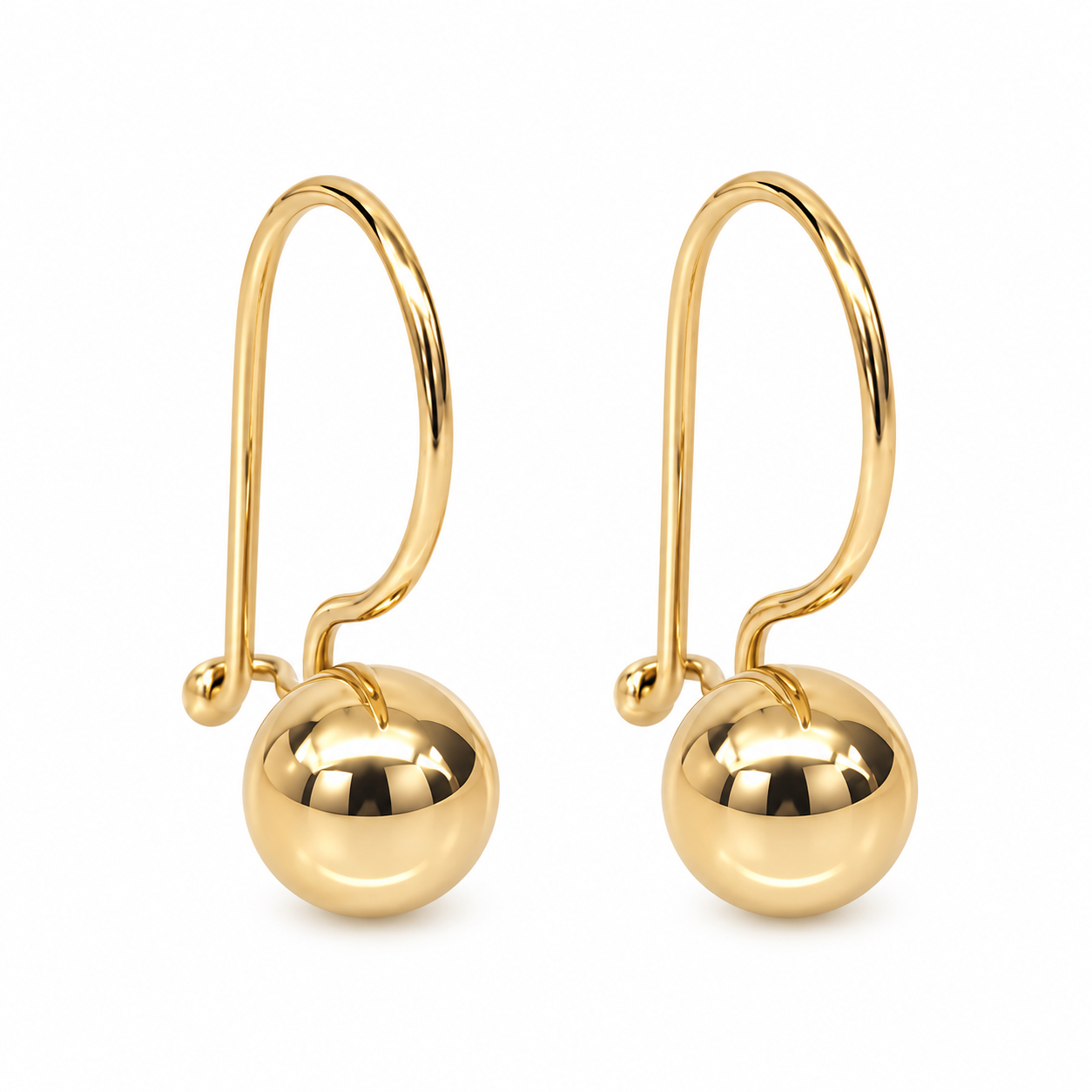 9ct Yellow Gold 6mm Fixed Euroball Earrings STERLING SILVER EARRINGS 