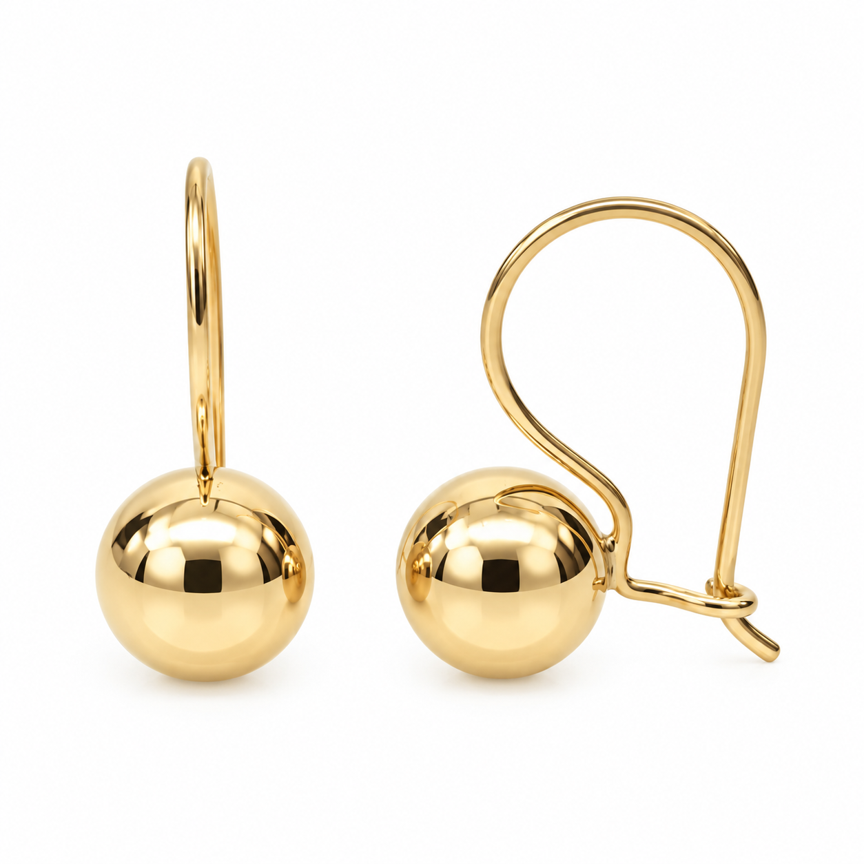 9ct Yellow Gold 8mm Fixed Euroball Earrings STERLING SILVER EARRINGS 9ct Yellow Gold 8mm Fixed Euroball Earrings STERLING SILVER EARRINGS