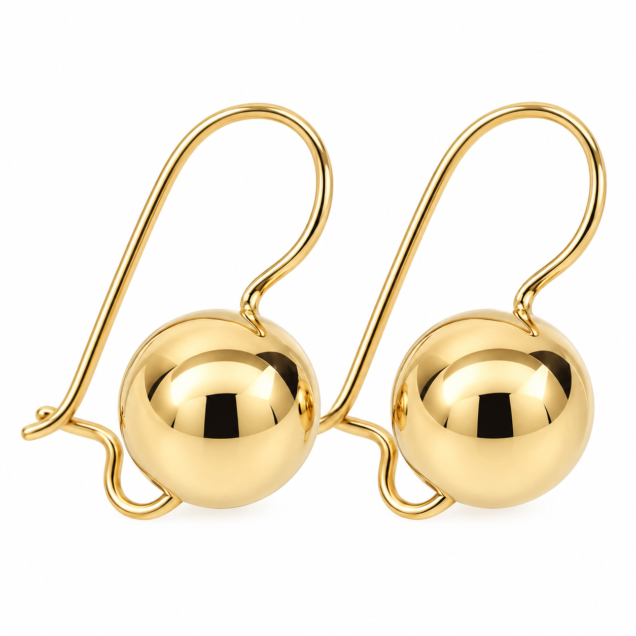 9ct Yellow Gold 9.5mm Spinning Euroball Earrings STERLING SILVER EARRINGS 