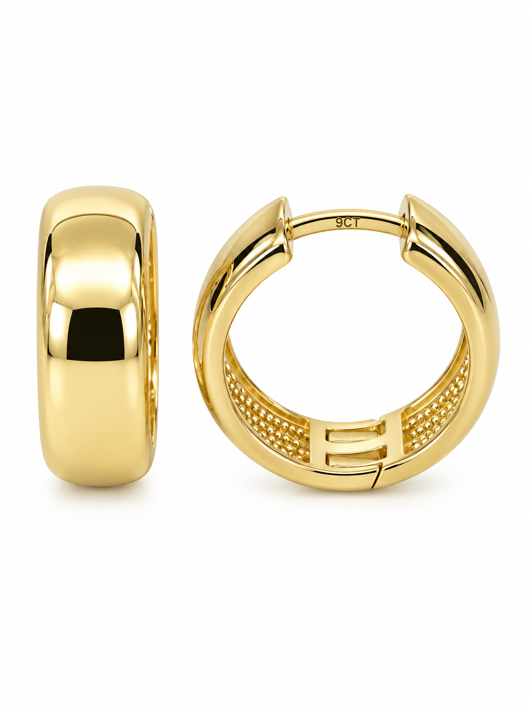 9ct Yellow Gold Italian Wide Huggie Earrings – 5.30mm x 11.50mm STERLING SILVER EARRINGS 9ct Yellow Gold Italian Wide Huggie Earrings – 5.30mm x 11.50mm STERLING SILVER EARRINGS
