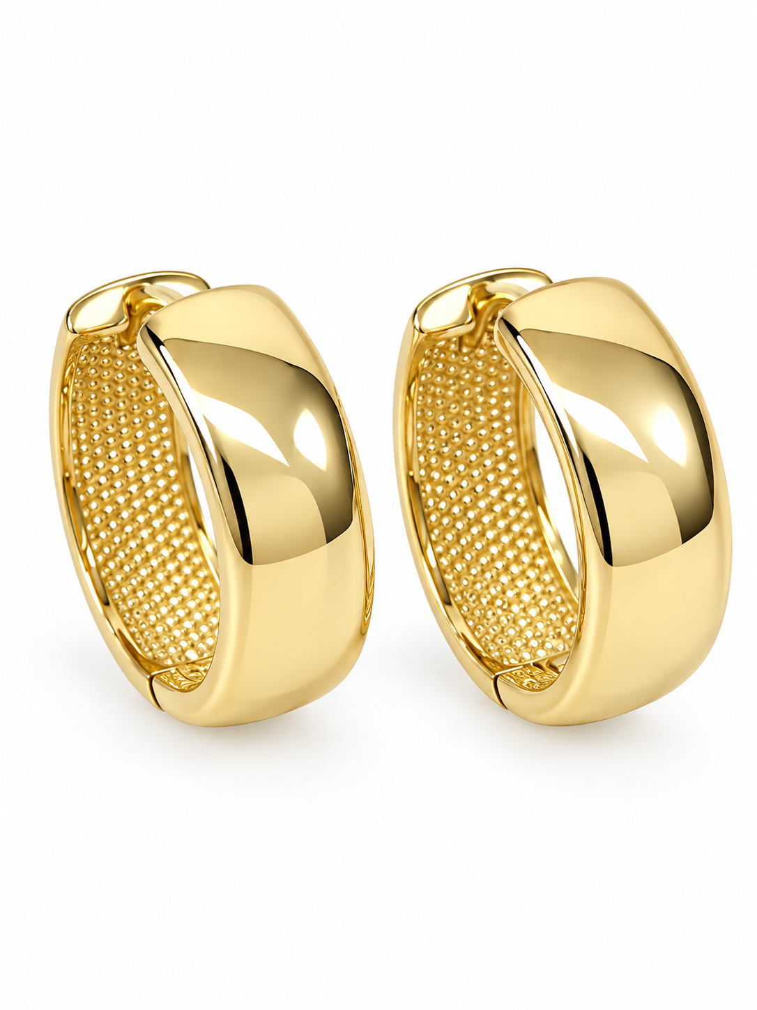9ct Yellow Gold Italian Wide Huggie Earrings – 5.30mm x 11.50mm STERLING SILVER EARRINGS 