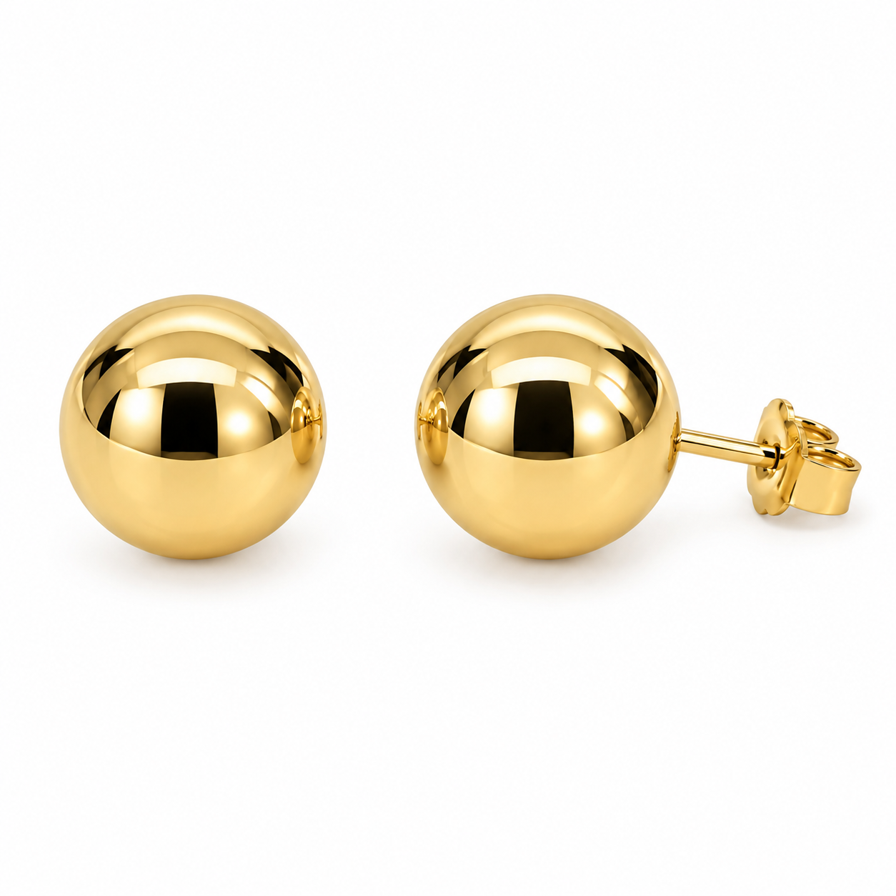 9ct Yellow Gold 12.5mm Full Ball Stud Earrings – Italian Made STERLING SILVER EARRINGS 9ct Yellow Gold 12.5mm Full Ball Stud Earrings – Italian Made STERLING SILVER EARRINGS