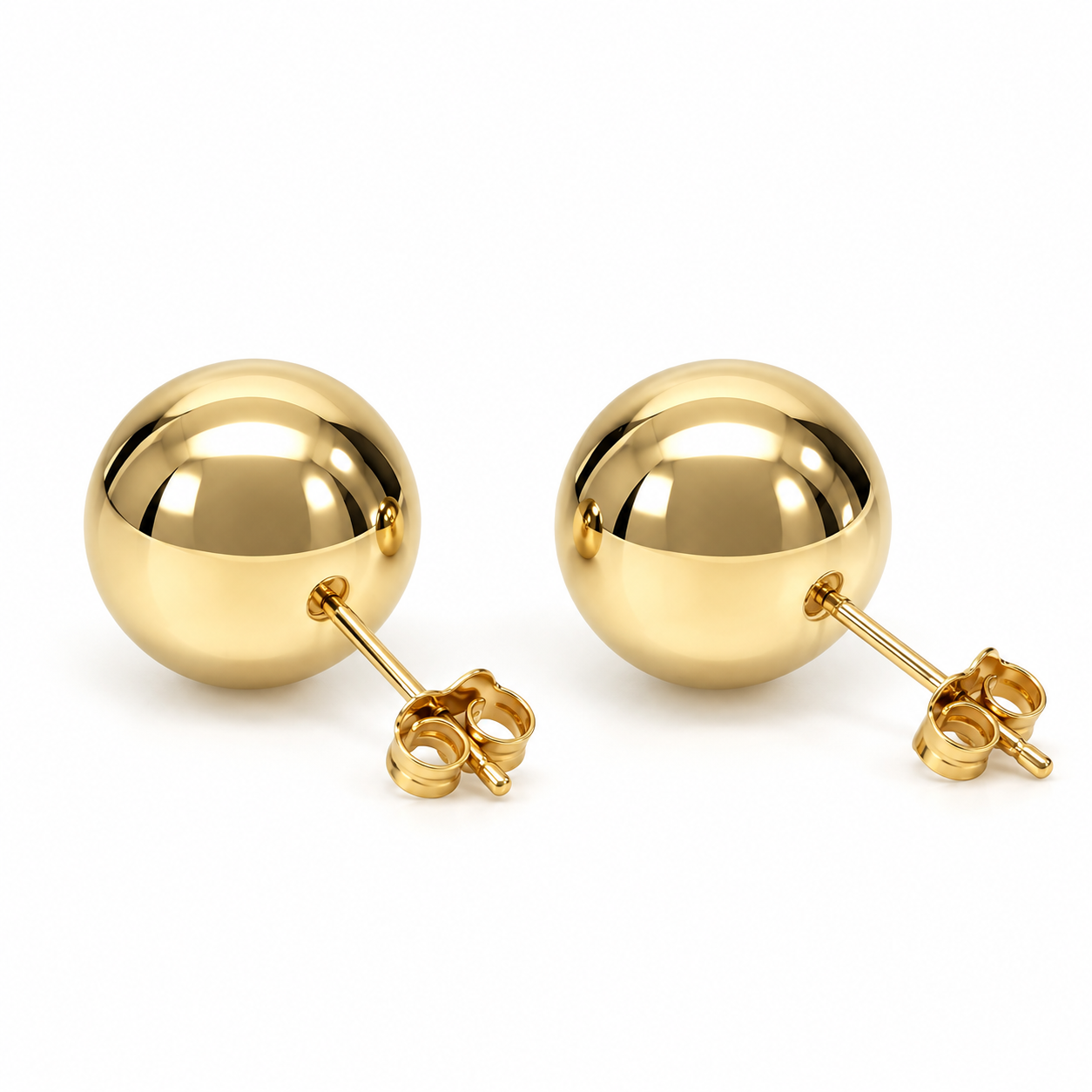 9ct Yellow Gold 14mm Full Ball Stud Earrings – Italian Made STERLING SILVER EARRINGS 9ct Yellow Gold 14mm Full Ball Stud Earrings – Italian Made STERLING SILVER EARRINGS
