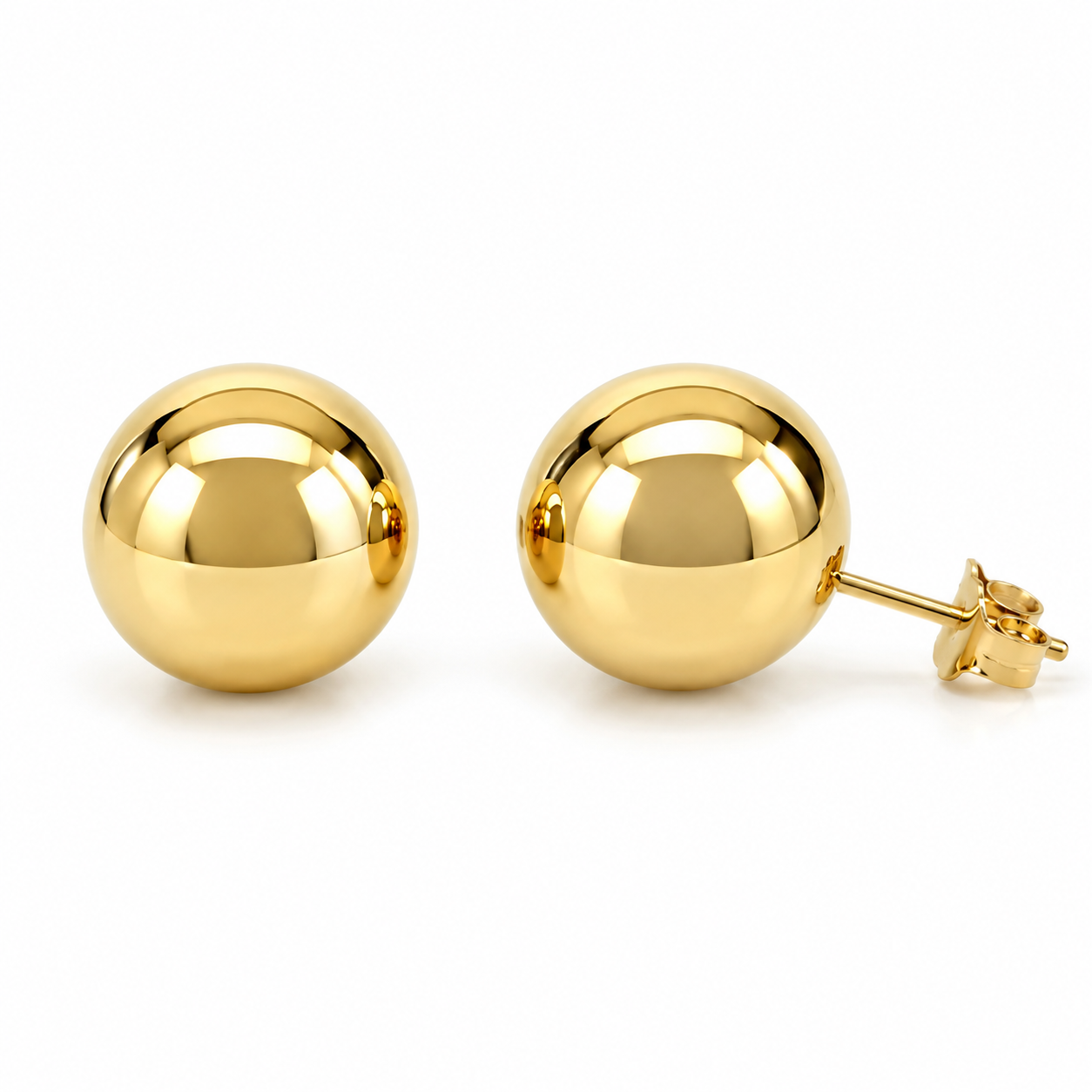 9ct Yellow Gold 14mm Full Ball Stud Earrings – Italian Made STERLING SILVER EARRINGS 9ct Yellow Gold 14mm Full Ball Stud Earrings – Italian Made STERLING SILVER EARRINGS