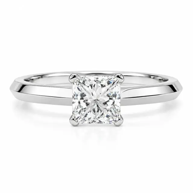 14ct White Gold 1.00ct Princess Cut Lab-Grown Diamond Solitaire Ring – F-G Colour, VS1-VS2 Clarity - EC4365
