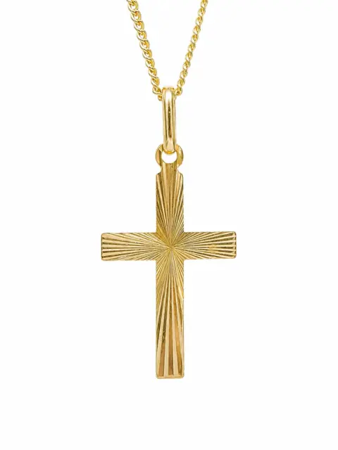 9ct Yellow Gold Diamond-Cut Cross Pendant – Solid Gold - GR0003