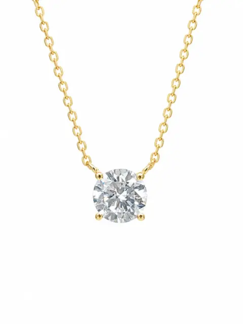 9ct Yellow Gold 1.00ct Round Lab-Grown Diamond Solitaire Pendant & Chain - 9YLN1009U