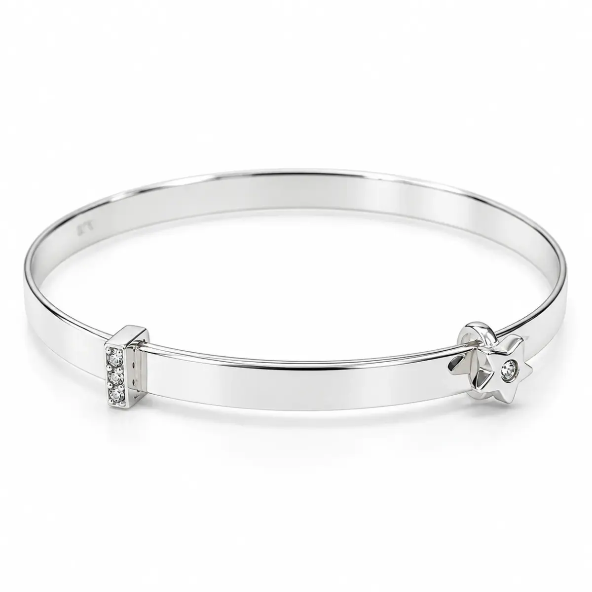 Sterling Silver Baby Expander Bangle with Cubic Zirconia Star - IB0757