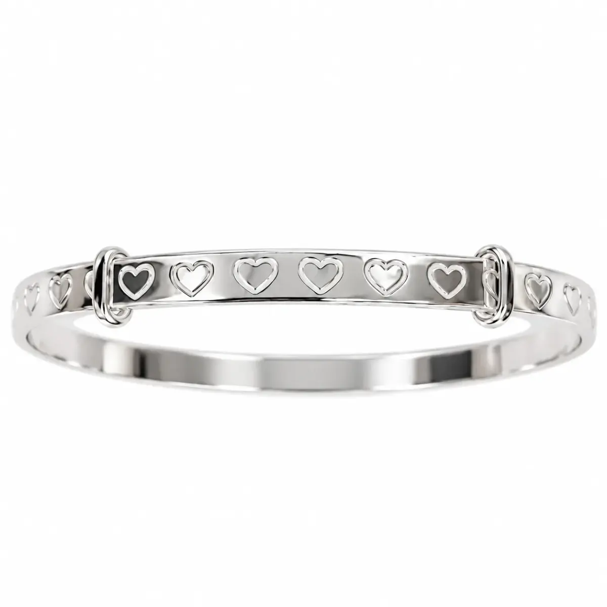 Sterling Silver Baby Expander Bangle with Engraved Heart Design - IB0758