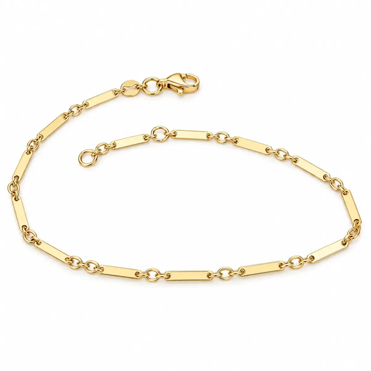 Italian 9ct Yellow Gold Fine Flat Bar Link Bracelet – 19cm - BB198