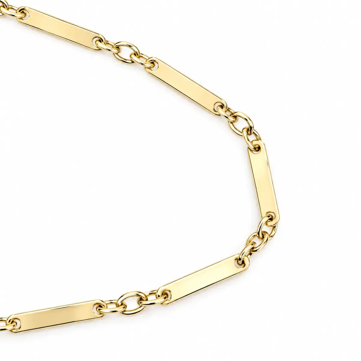Italian 9ct Yellow Gold Fine Flat Bar Link Bracelet – 19cm - BB198