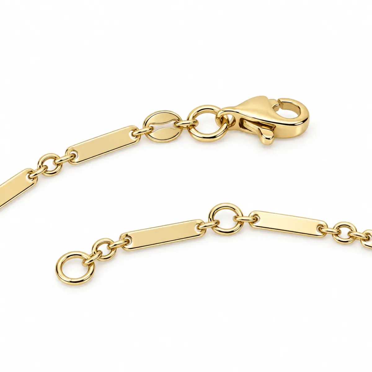 Italian 9ct Yellow Gold Fine Flat Bar Link Bracelet – 19cm - BB198