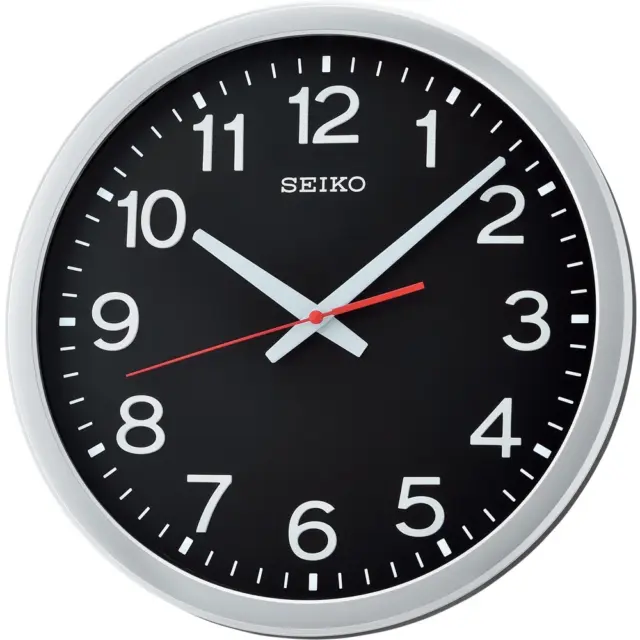 Seiko QXA732-S Silver & Black 35cm Quiet Sweep Wall Clock