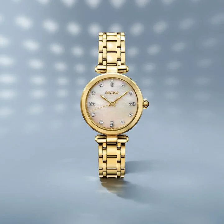 Seiko Discover More HGH008 Women's Mother of Pearl Diamond Dial Quartz Watch