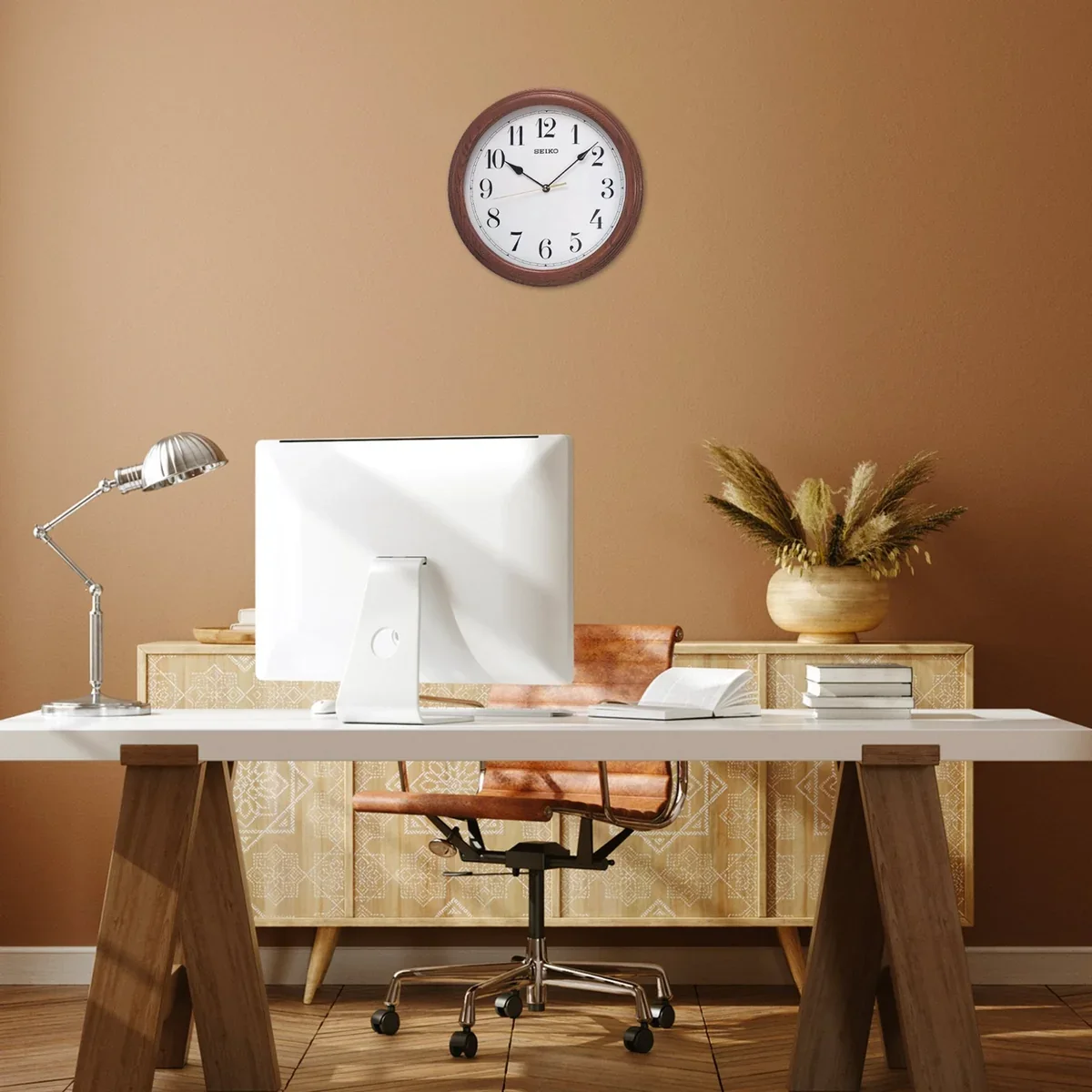 Seiko QXA153-B Wooden Wall Clock – Brown Oak | 32cm