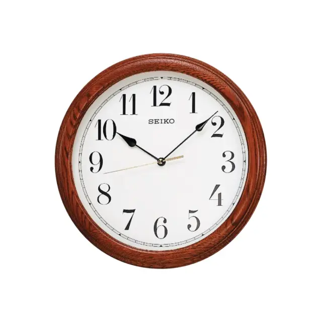 Seiko QXA153-B Wooden Wall Clock – Brown Oak | 32cm
