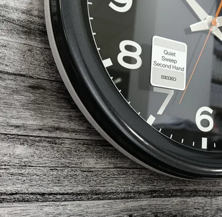 Seiko QXA835-K Office Wall Clock – Metallic Black & White 36.8cm