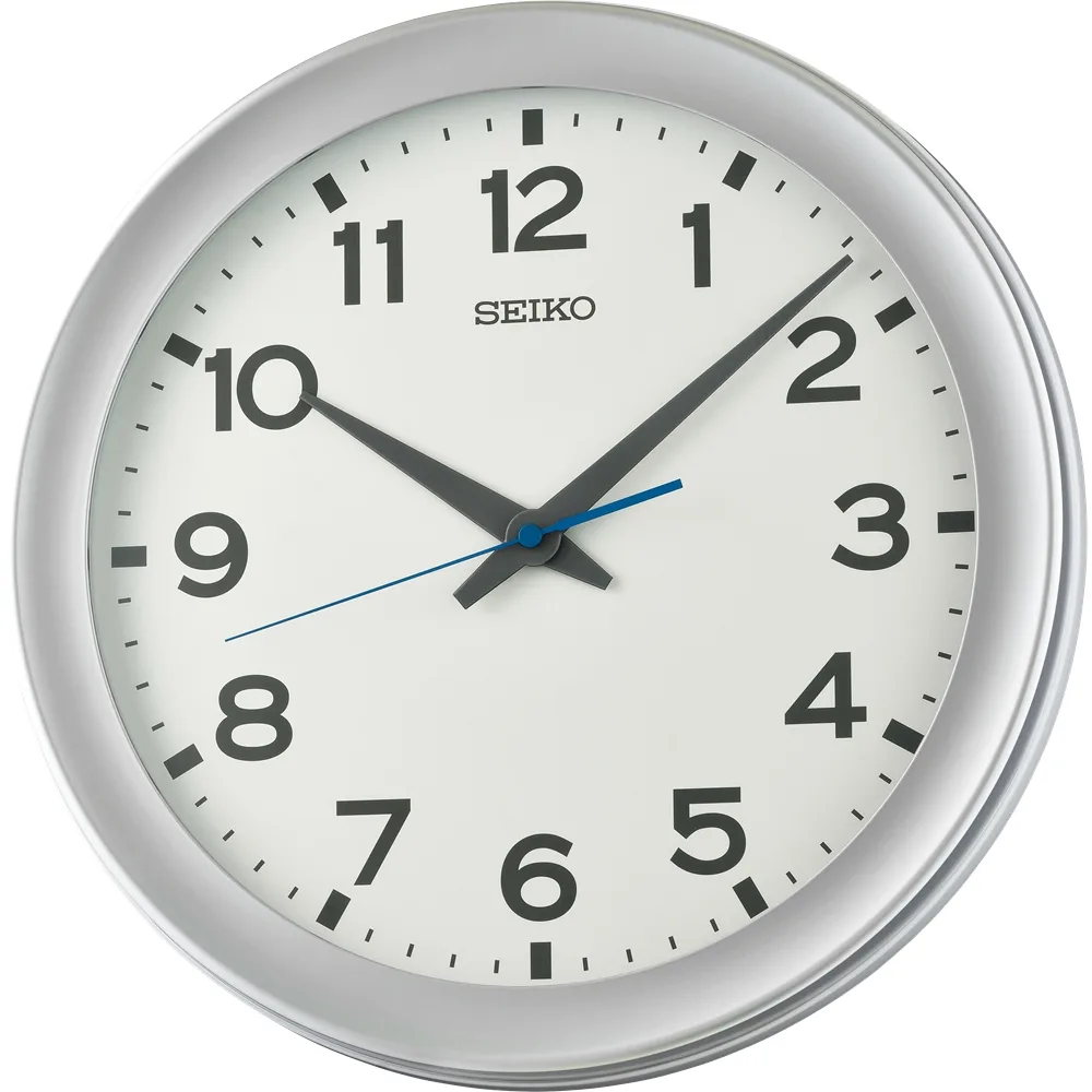 Seiko QXA835-S Office Wall Clock – Silver & White | Quiet Sweep | 36.8cm