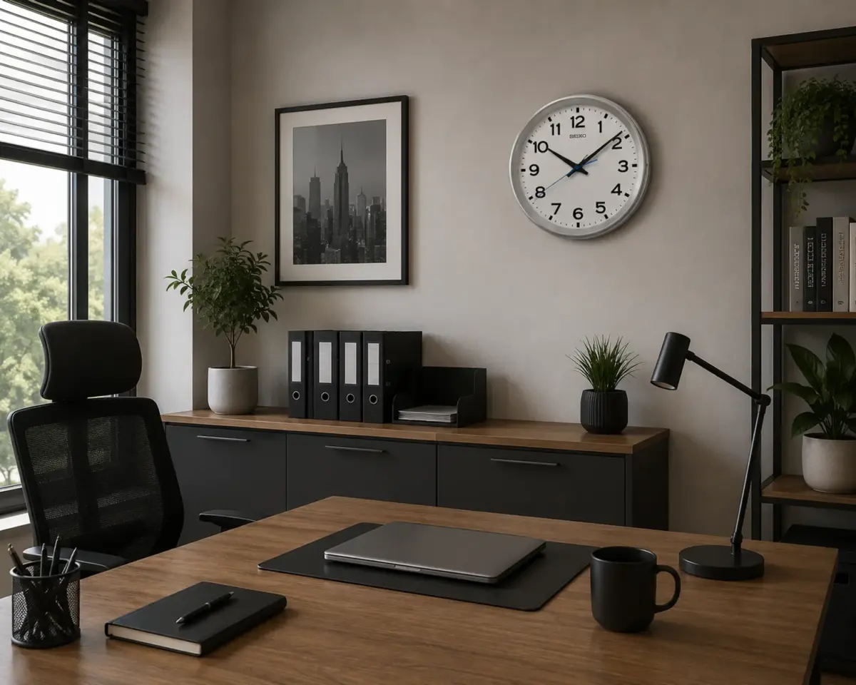 Seiko QXA835-S Office Wall Clock – Silver & White | Quiet Sweep | 36.8cm