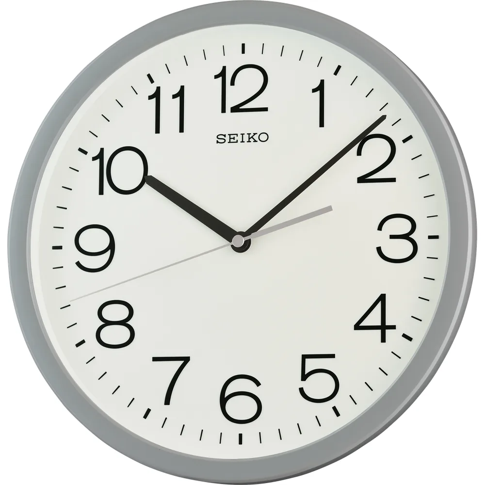 Seiko QXA847-N Grey Office Wall Clock – Quiet Sweep 31.1cm