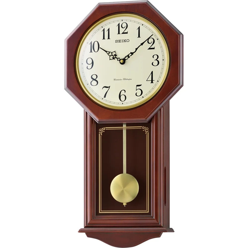 Seiko QXH076-B Chiming Pendulum Wooden Wall Clock – Dark Brown