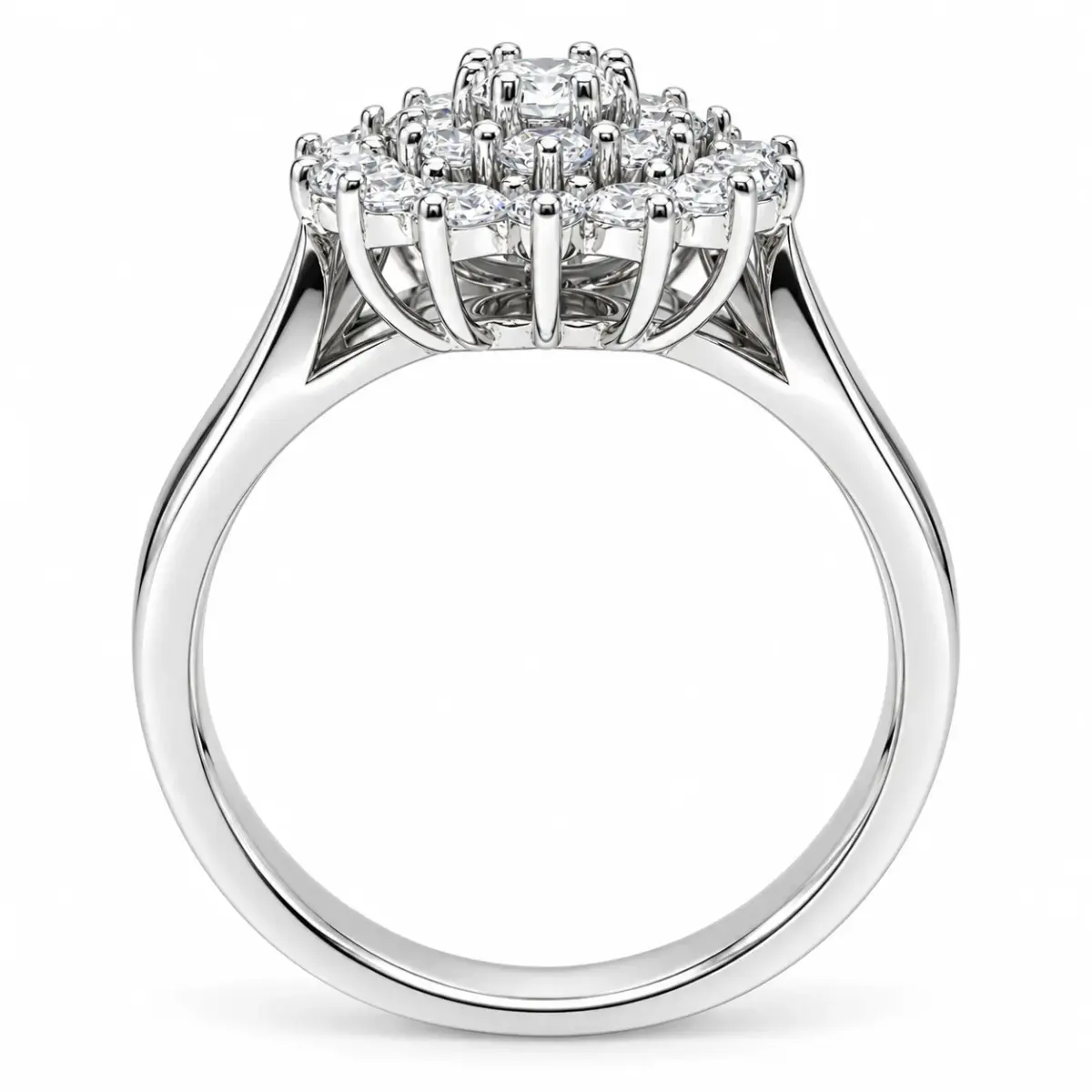 Sterling Silver 3-Piece Oval CZ Cluster Bridal Ring Set - R005-925-CZ-CLR