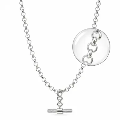 Sterling Silver B3 Solid Round Belcher T-Bar Necklace 55cm – 27.60g | NZ Made