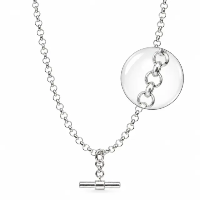 Sterling Silver B3 Solid Round Belcher T-Bar Necklace 55cm – 27.60g | NZ Made