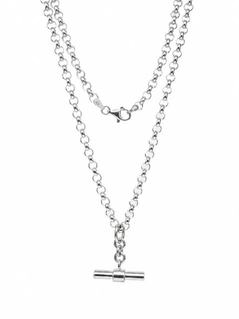 Sterling Silver B3 Solid Round Belcher T-Bar Necklace 55cm – 27.60g | NZ Made
