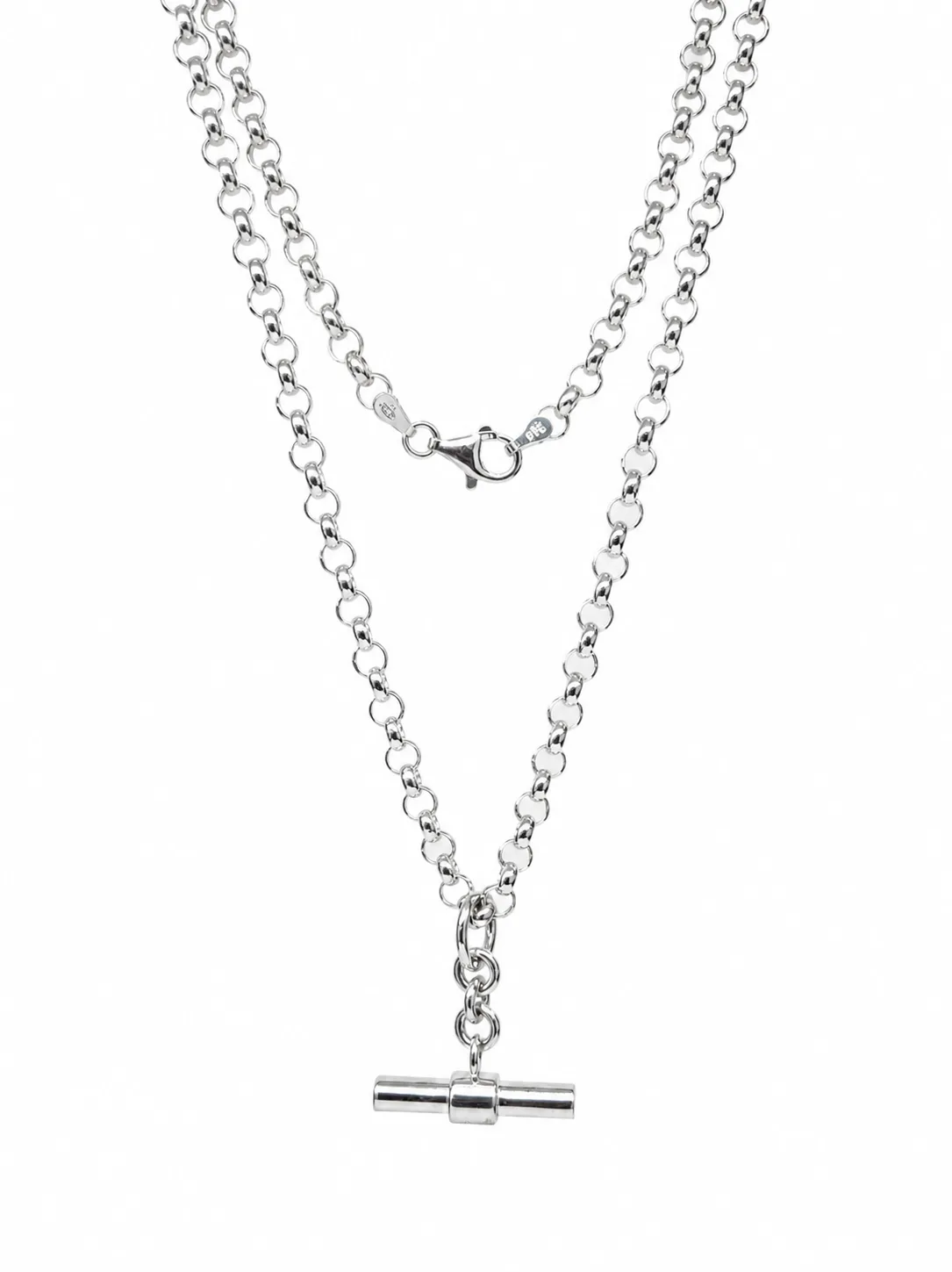 Sterling Silver B3 Solid Round Belcher T-Bar Necklace 55cm – 27.60g | NZ Made