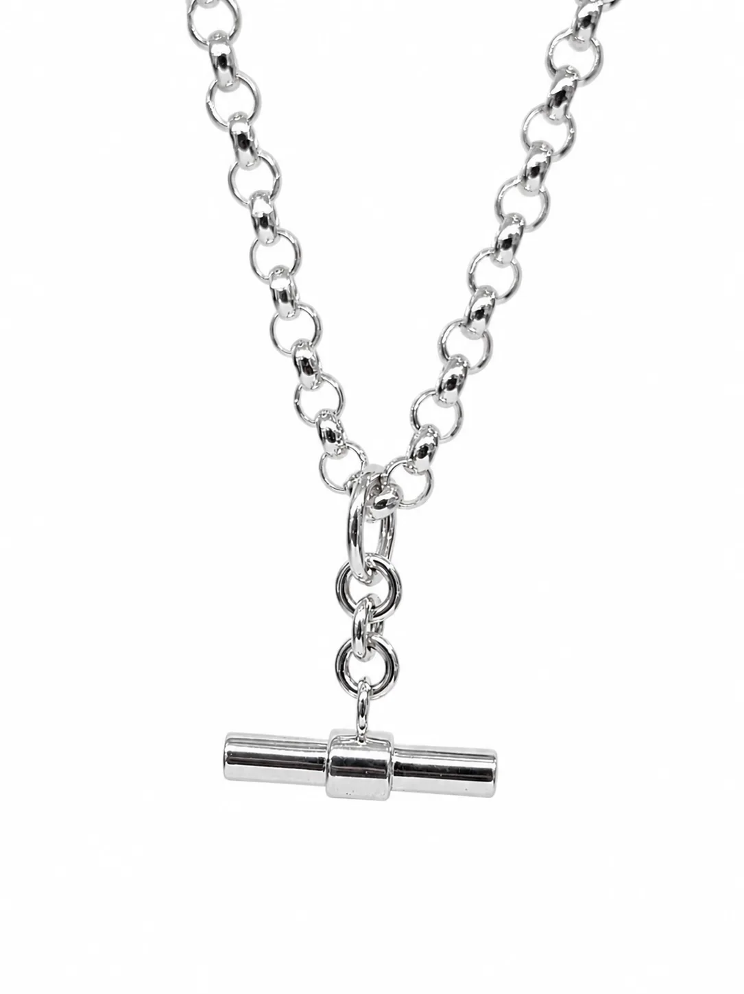 Sterling Silver B3 Solid Round Belcher T-Bar Necklace 55cm – 27.60g | NZ Made