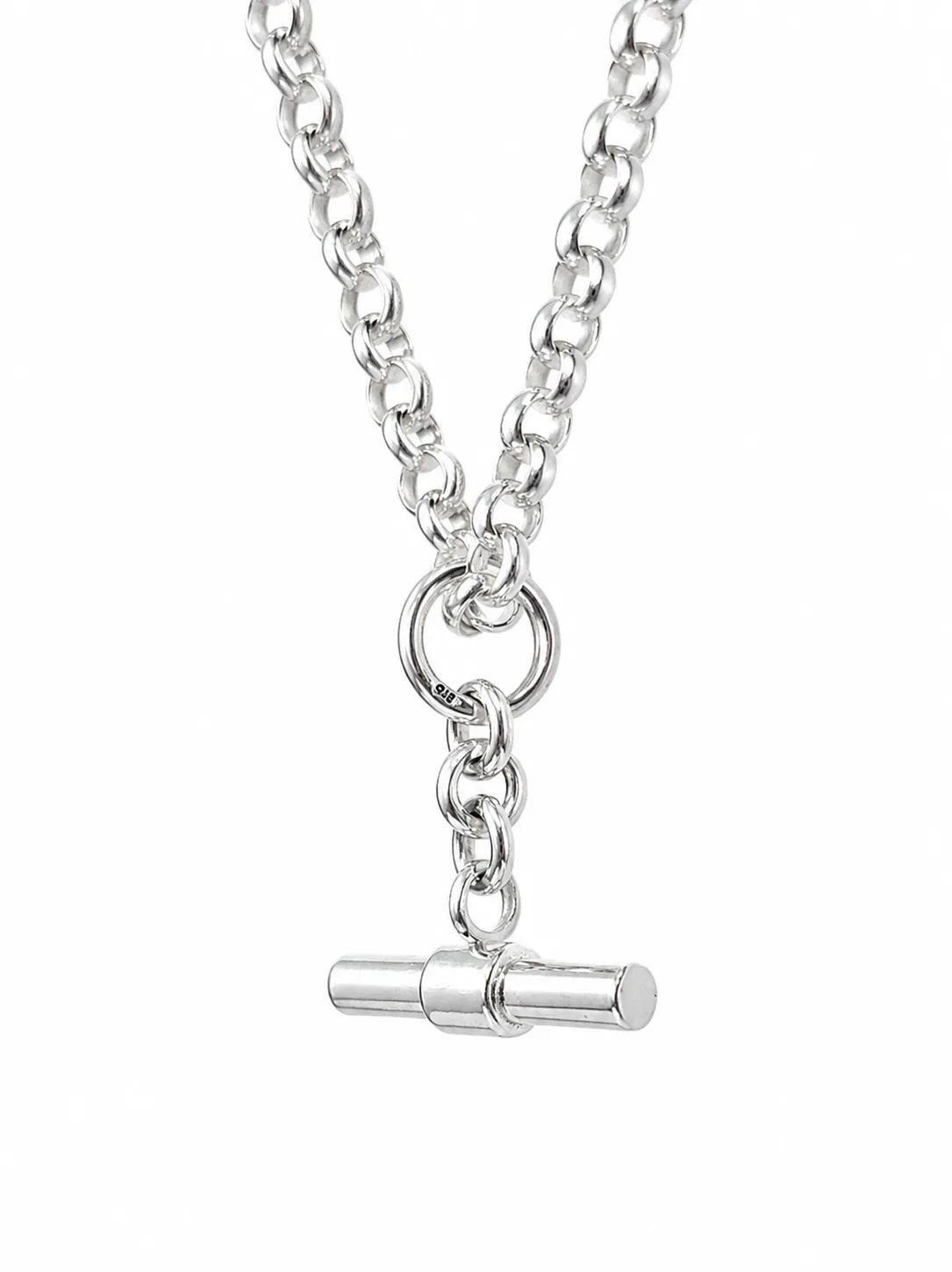 Sterling Silver B3 Solid Round Belcher T-Bar Necklace 55cm – 27.60g | NZ Made