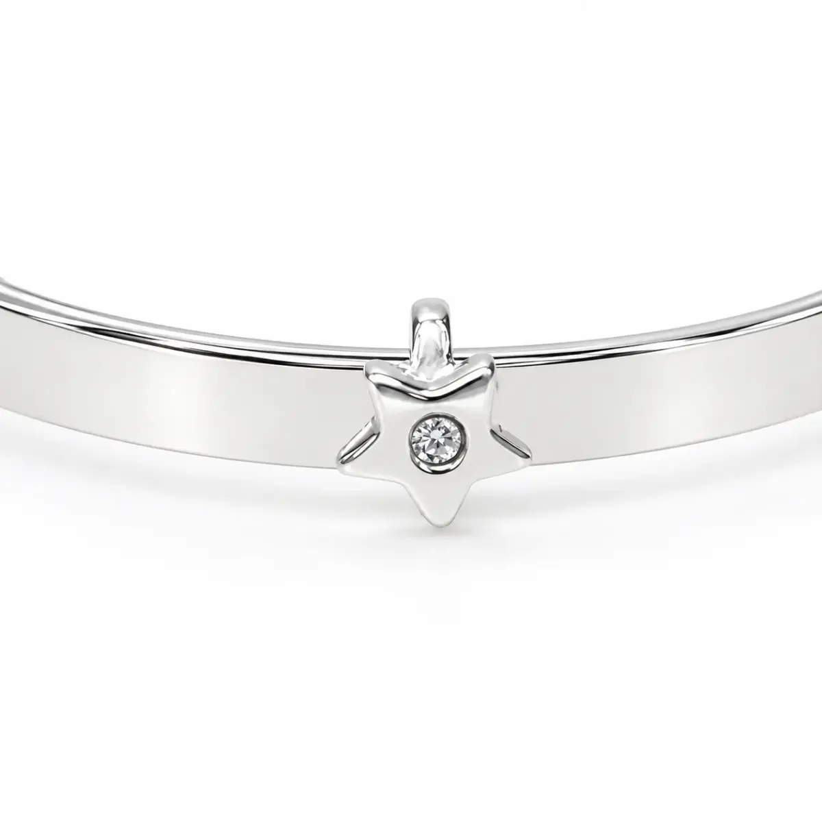 Sterling Silver Baby Expander Bangle with Cubic Zirconia Star - IB0757