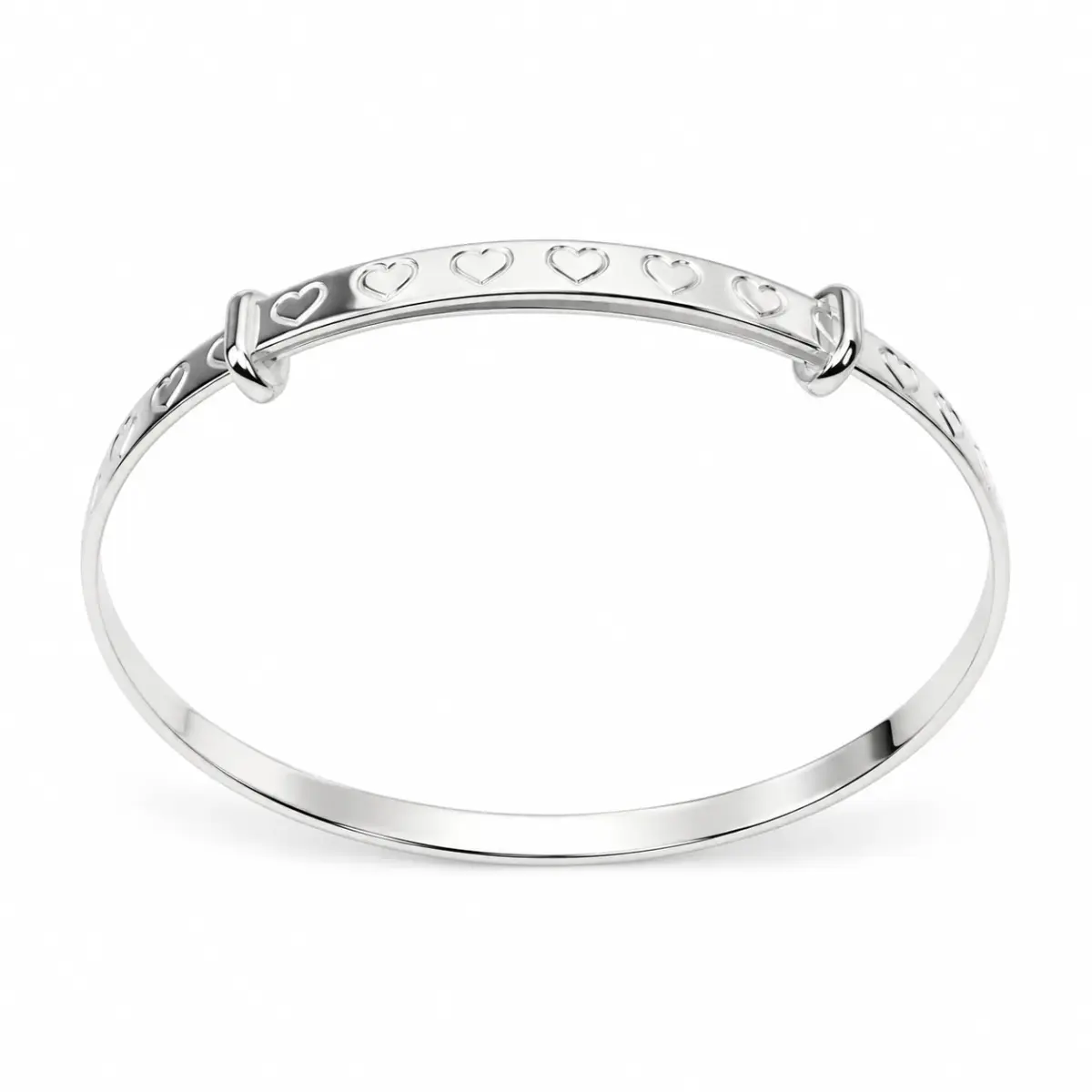 Sterling Silver Baby Expander Bangle with Engraved Heart Design - IB0758