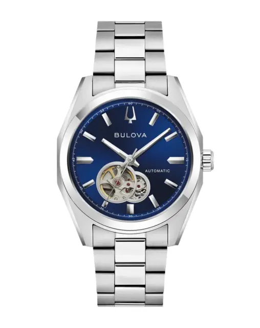 Bulova Surveyor Automatic Men's Watch – Blue Open Heart Dial – 96A350