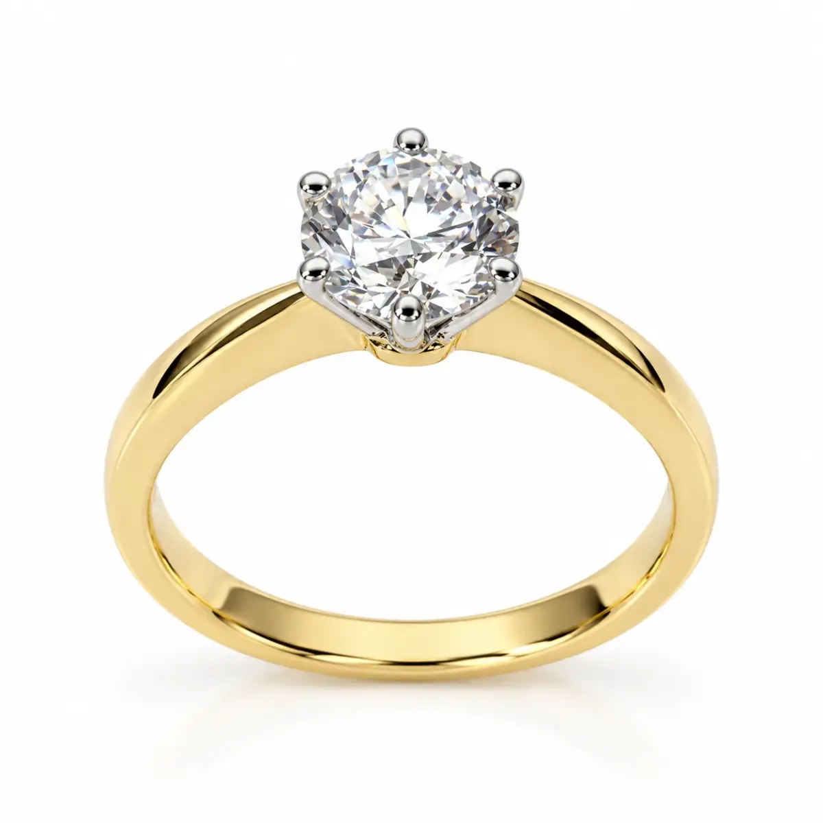 9ct Two-Tone Yellow & White Gold 1.23ct Round Brilliant Cut Lab Grown Diamond Solitaire Engagement Ring - 9YWCYR7752