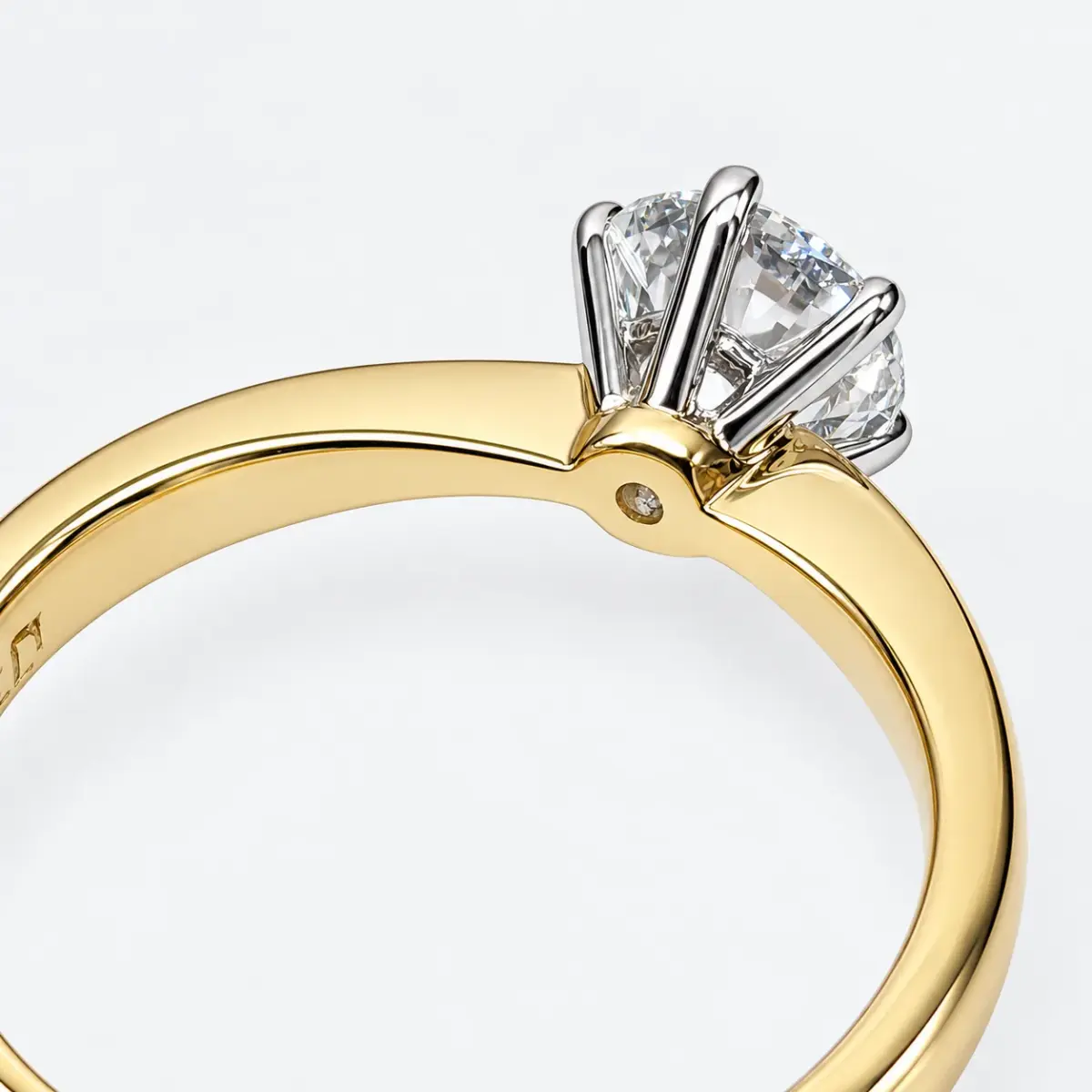 9ct Two-Tone Yellow & White Gold 1.23ct Round Brilliant Cut Lab Grown Diamond Solitaire Engagement Ring - 9YWCYR7752