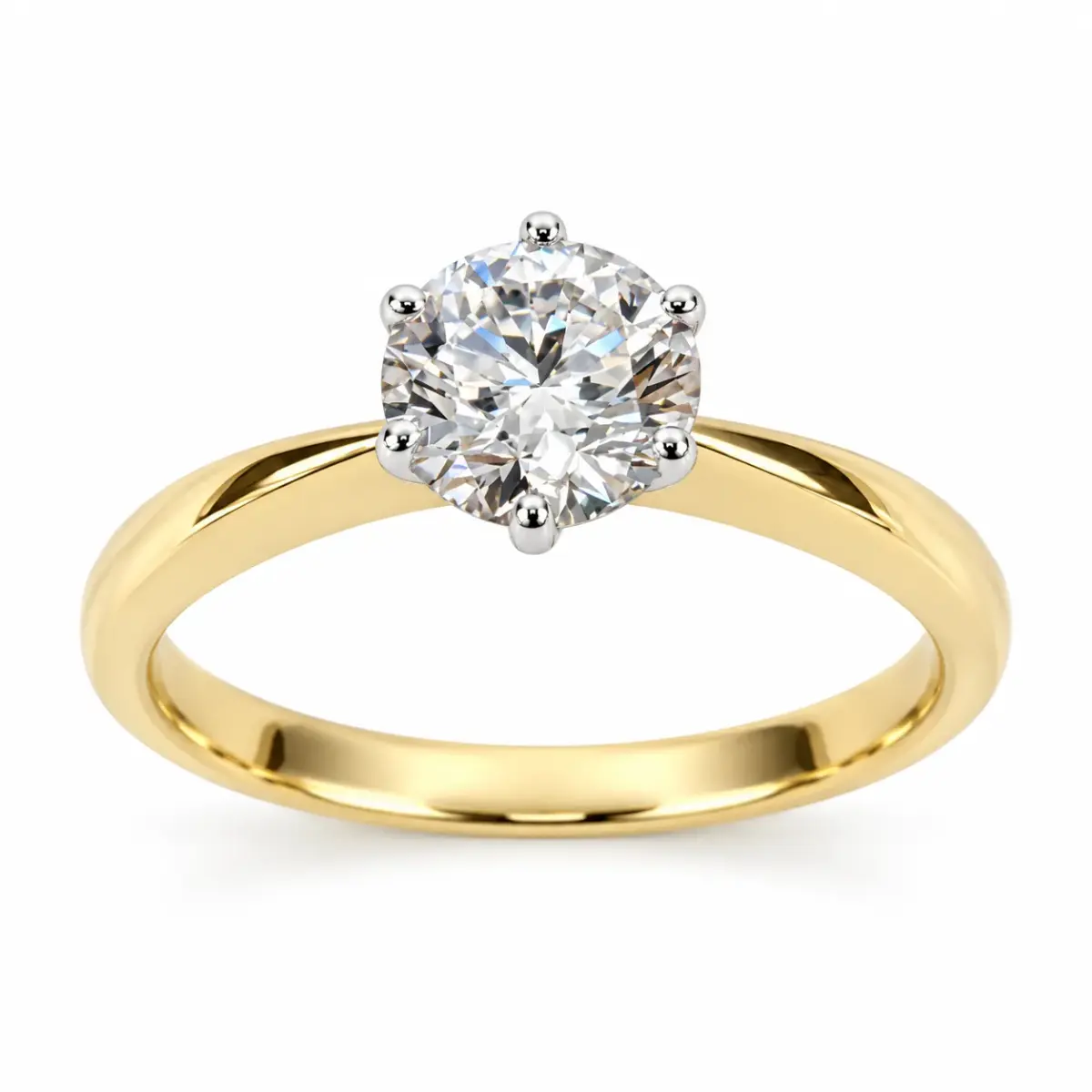 9ct Two-Tone Yellow & White Gold 1.23ct Round Brilliant Cut Lab Grown Diamond Solitaire Engagement Ring - 9YWCYR7752