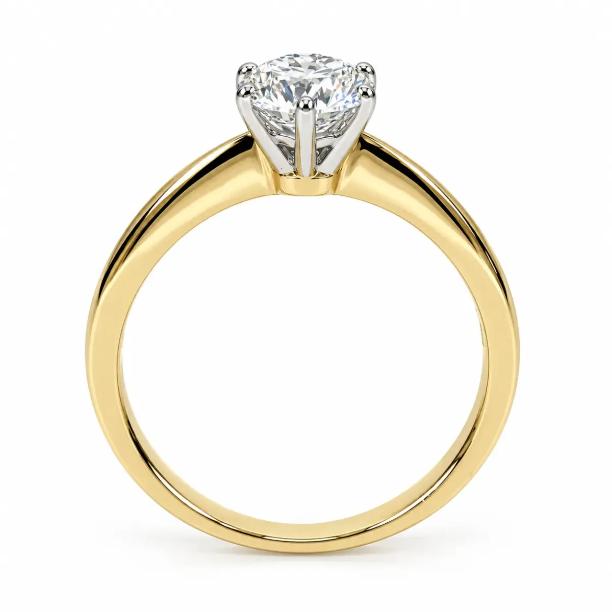 9ct Two-Tone Yellow & White Gold 1.23ct Round Brilliant Cut Lab Grown Diamond Solitaire Engagement Ring - 9YWCYR7752