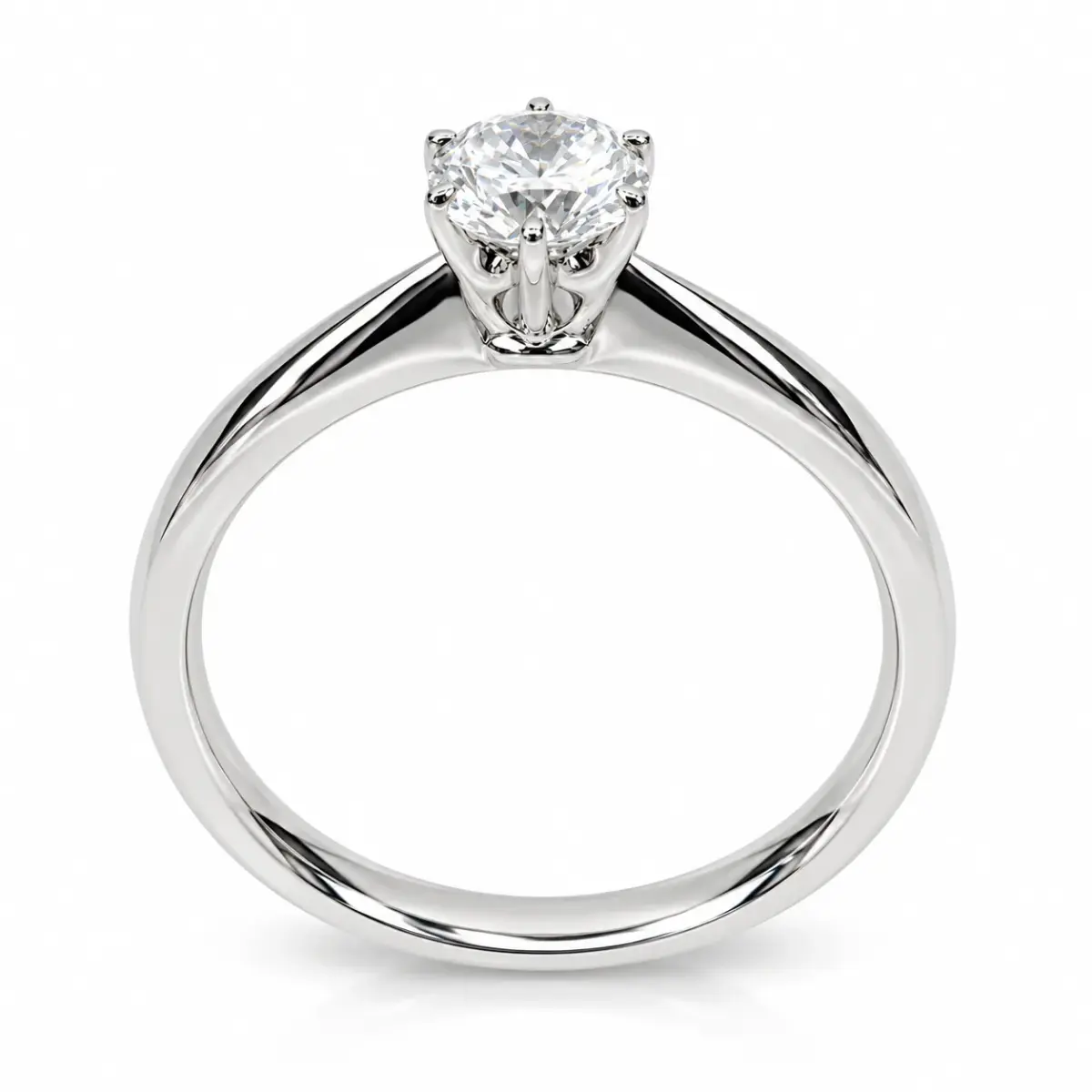 9ct White Gold 0.52ct Lab Grown Round Brilliant Cut Diamond Solitaire Ring – 6 Claw Setting - 9WCYR2299