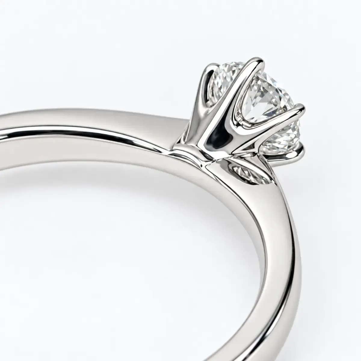 9ct White Gold 0.52ct Lab Grown Round Brilliant Cut Diamond Solitaire Ring – 6 Claw Setting - 9WCYR2299