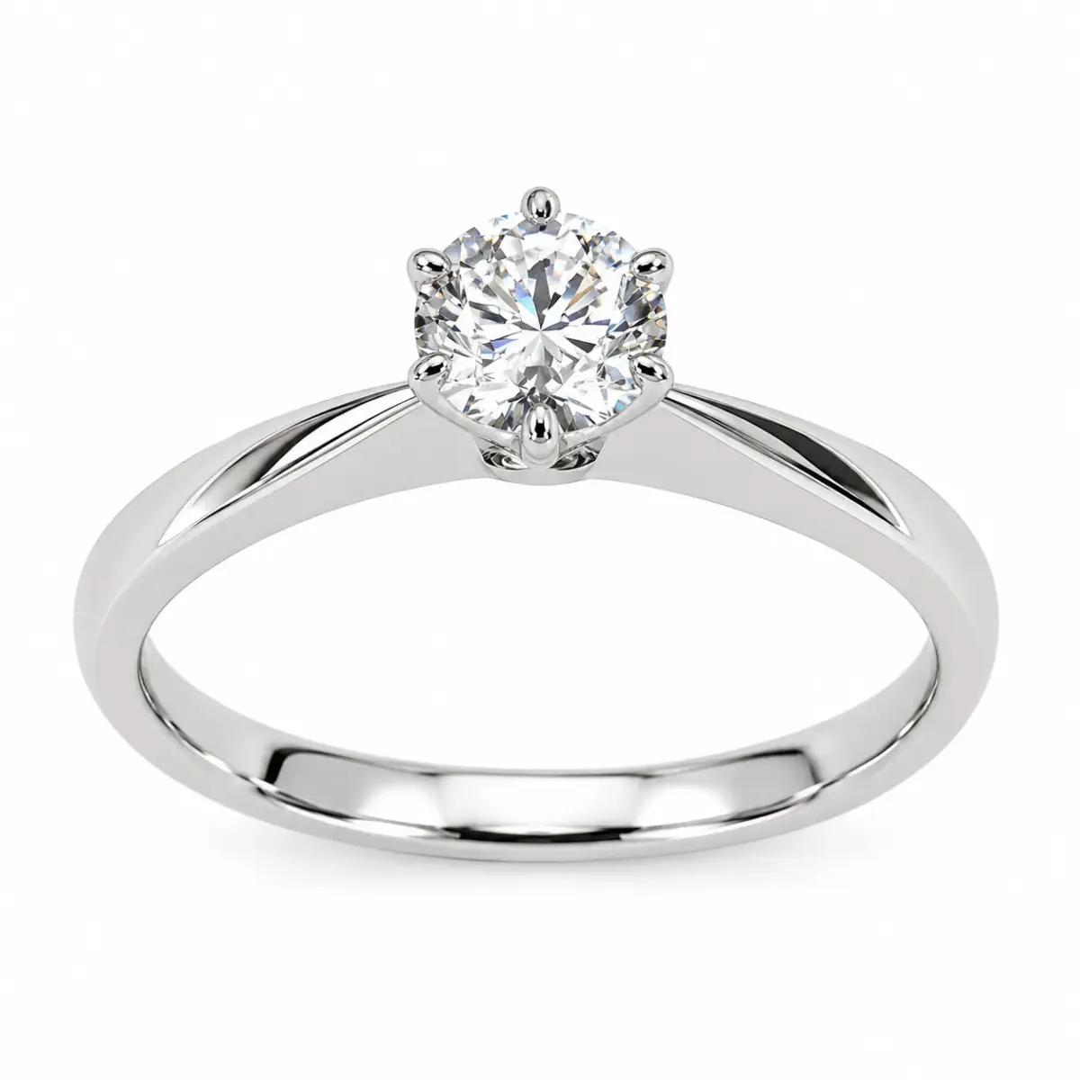 9ct White Gold 0.52ct Lab Grown Round Brilliant Cut Diamond Solitaire Ring – 6 Claw Setting - 9WCYR2299