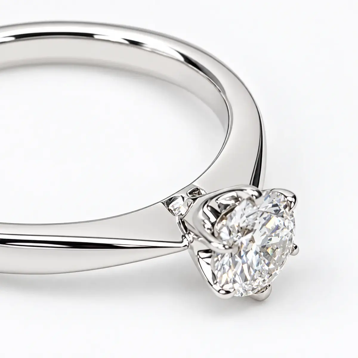 9ct White Gold 0.52ct Lab Grown Round Brilliant Cut Diamond Solitaire Ring – 6 Claw Setting - 9WCYR2299