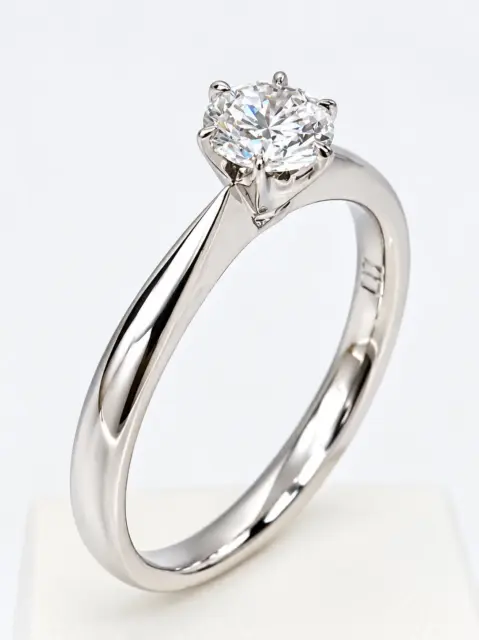 9ct White Gold 0.52ct Lab Grown Round Brilliant Cut Diamond Solitaire Ring – 6 Claw Setting - 9WCYR2299