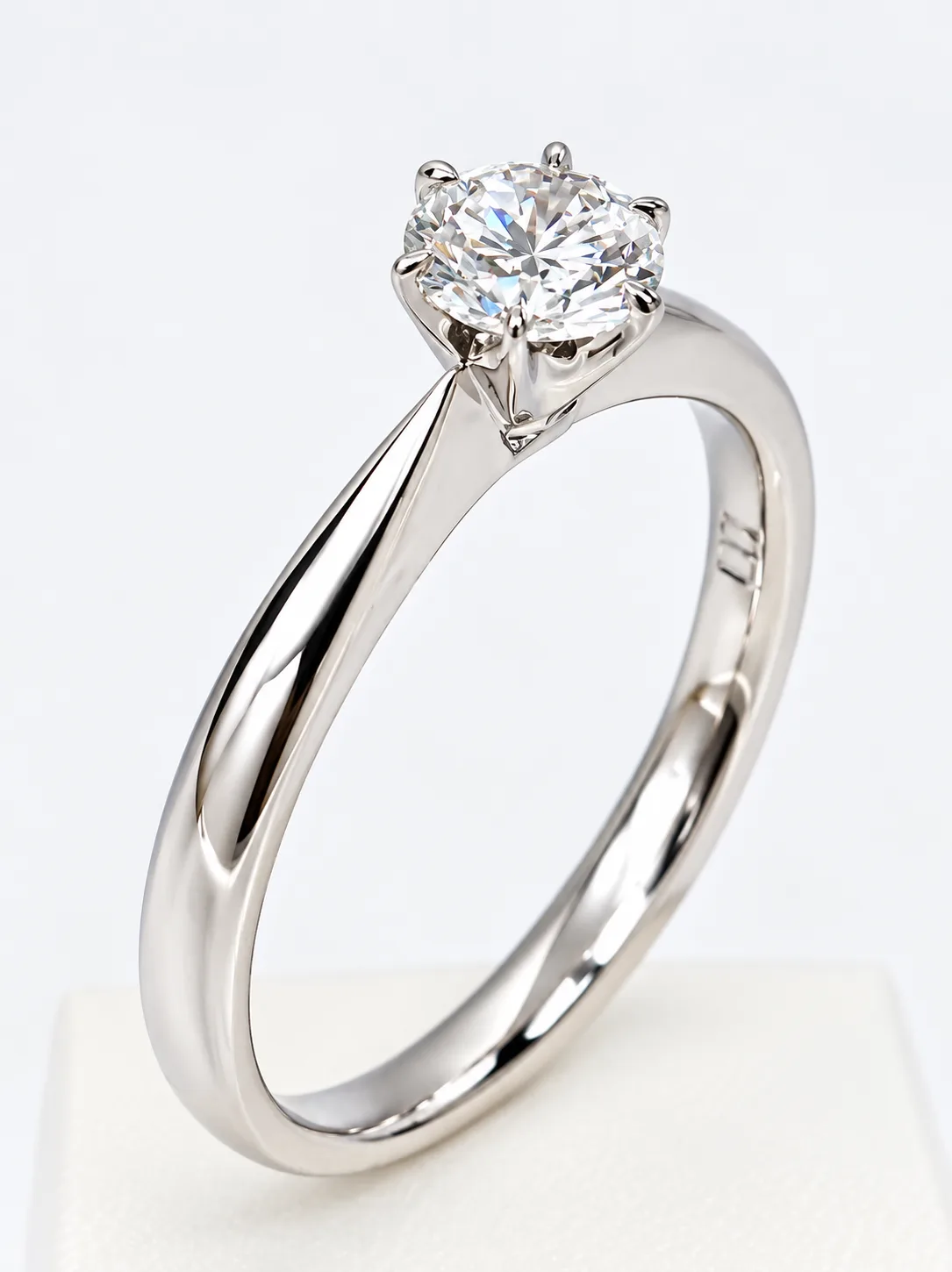 9ct White Gold 0.52ct Lab Grown Round Brilliant Cut Diamond Solitaire Ring – 6 Claw Setting - 9WCYR2299